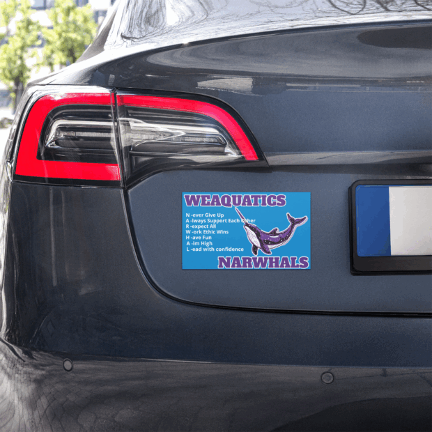 Narwhals Swim Team Values Car magnet