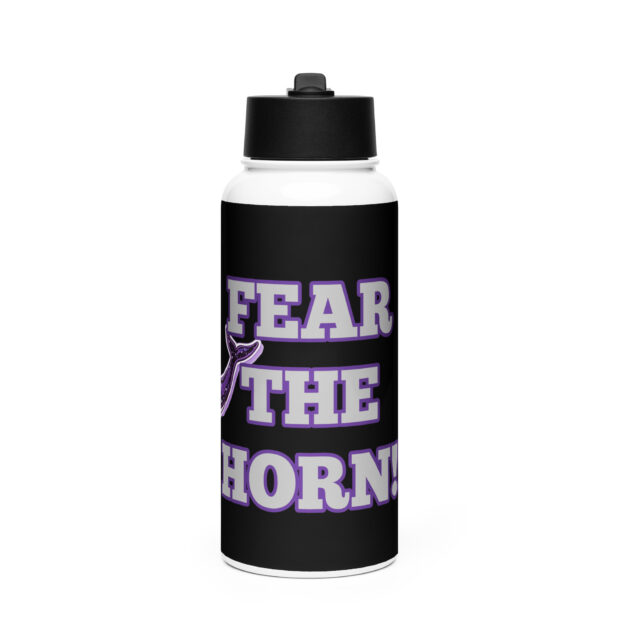 Fear The Horn! - Stainless Steel Water Bottle with Straw - Image 2